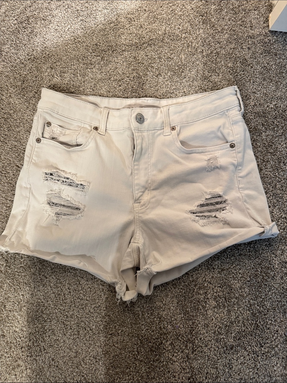 American Eagle Outfitters Distressed White Denim Shorts